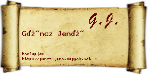 Güncz Jenő névjegykártya